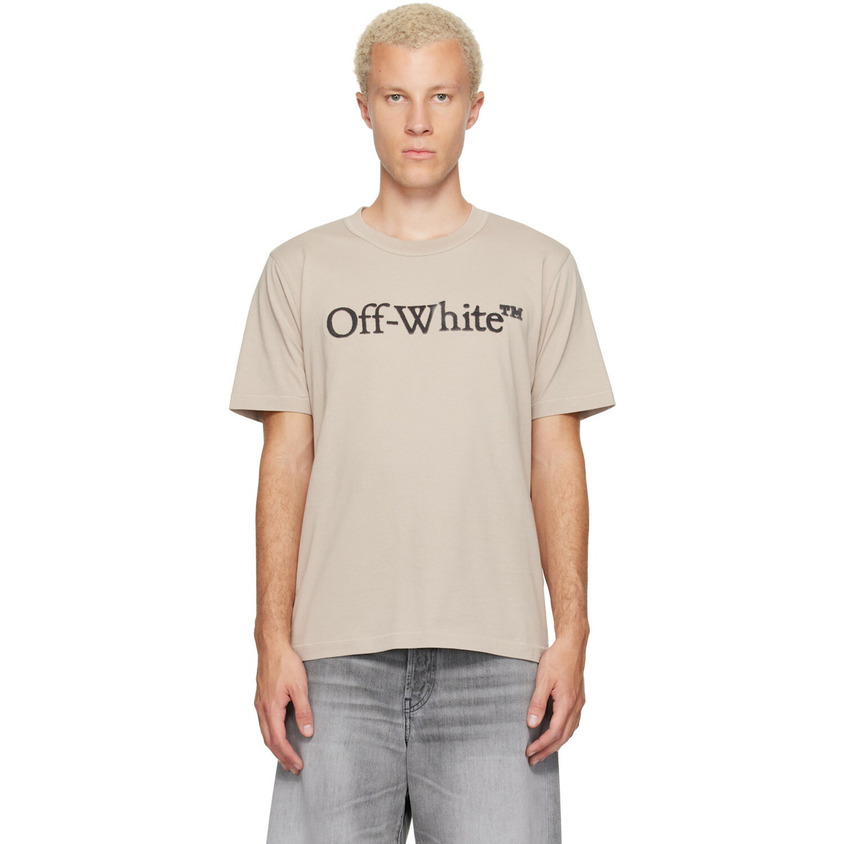 Off-White Beige Big Bookish Regular T-shirt