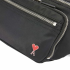 AMI Men's Heart Logo Waist Bag in Black