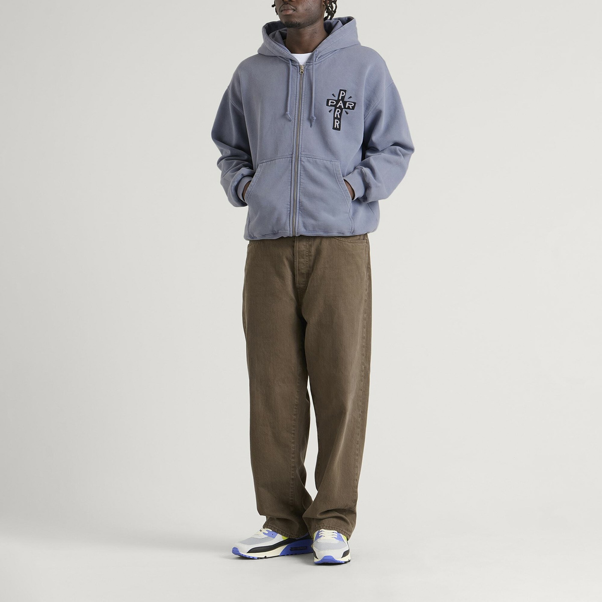By Parra Men's A Cross to Bear Zip Hoodie in Blue