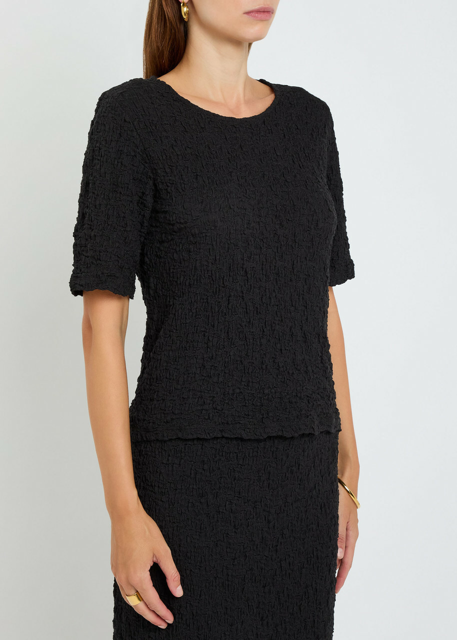 Eileen Fisher Textured Fine-knit T-shirt Black