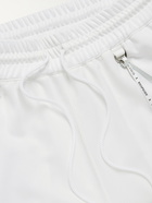 MASTERMIND WORLD - Wide-Leg Grosgrain-Trimmed Logo-Embroidered Jersey Drawstring Shorts - White