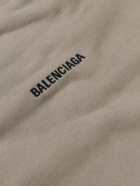 Balenciaga - Logo-Embroidered Cotton-Jersey Hoodie - Brown