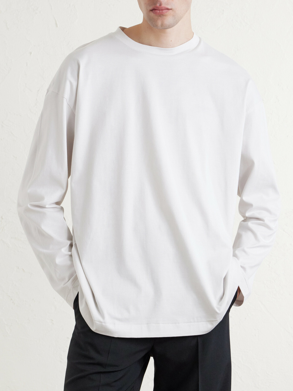 ATON - Suvin Cotton Long-Sleeved T-Shirt - White