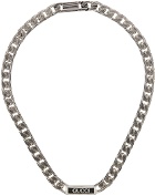 Gucci Silver & Black Logo Plaque Necklace