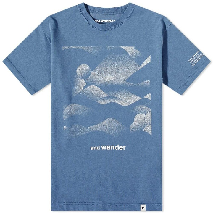 Photo: And Wander Men's Mountain Camo T-Shirt in Blue
