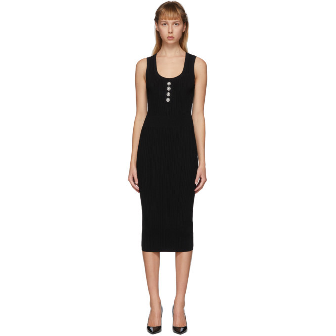 Balmain Black Rib Knit Dress Balmain Balmain Black Rib Knit Dress Balmain