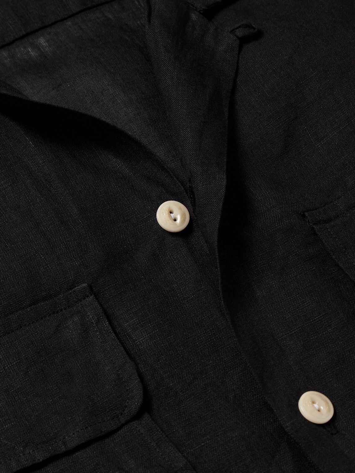Kingsman - Drake's Convertible-Collar Linen Shirt - Black