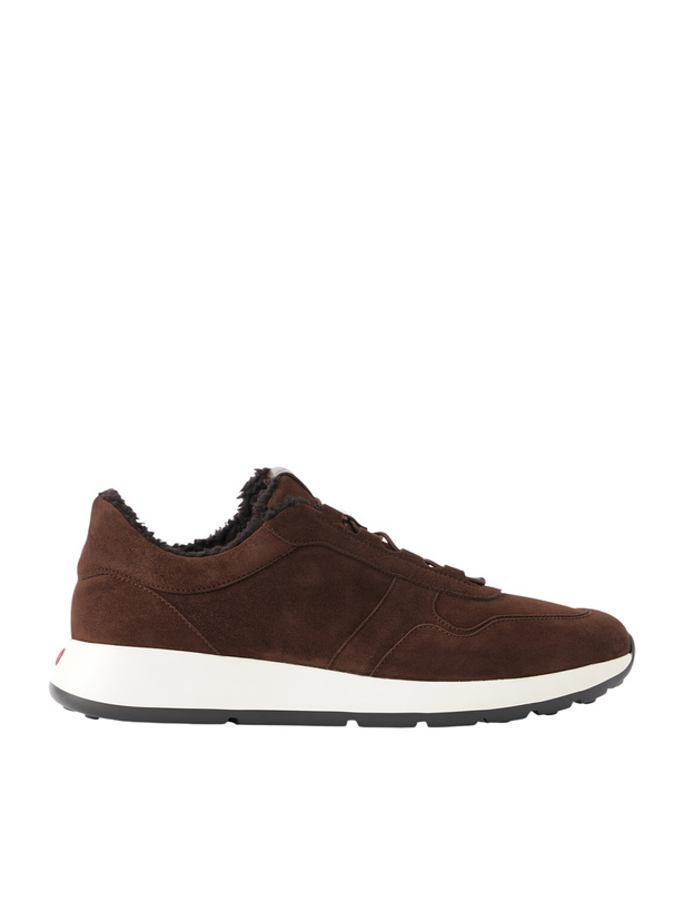 Photo: Tod's - Shearling-Lined Suede Sneakers - Brown