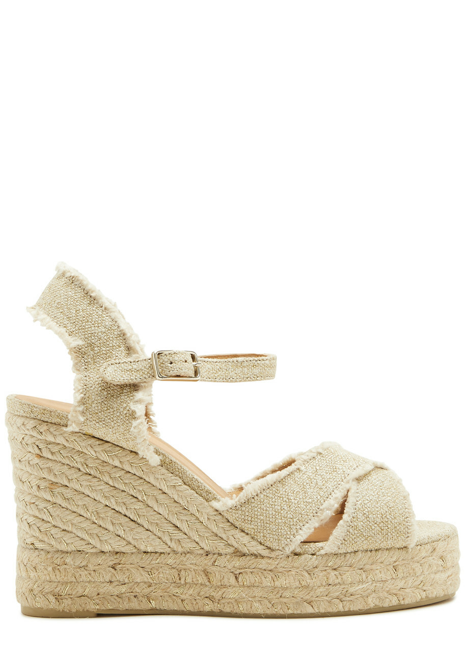 Castañer Bromelia 100 Canvas Wedge Espadrilles Gold