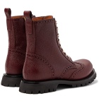 Gucci - New Arley Pebble-Grain Leather Brogue Boots - Burgundy