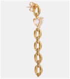 Nadine Aysoy Catena Long Heart 18kt gold earrings with pink sapphires