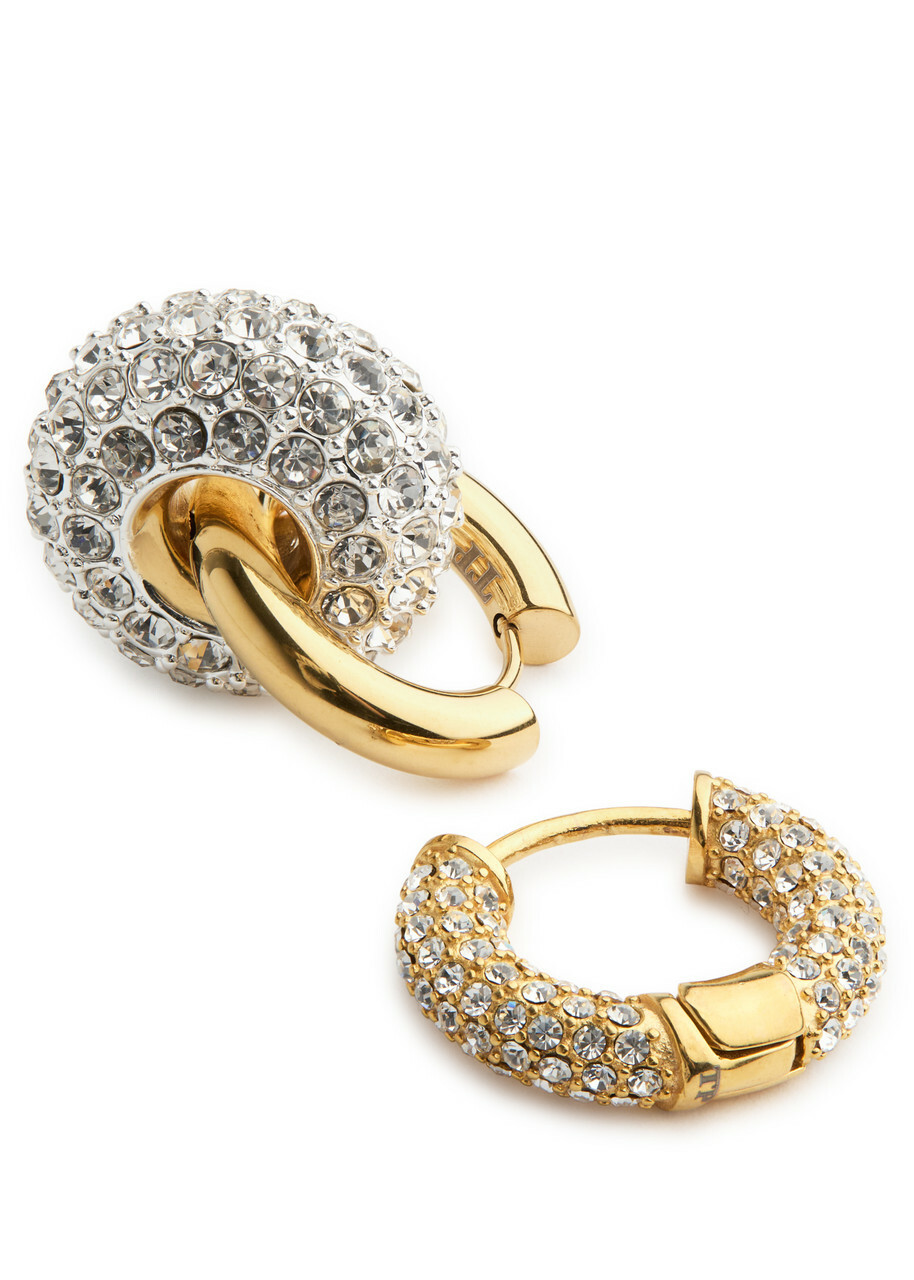 TIMELESS PEARLY おしゃれ 24K ハート アンクレット 上品 Timeless Pearly Crystal-embellished 24kt Gold-plated Hoop
