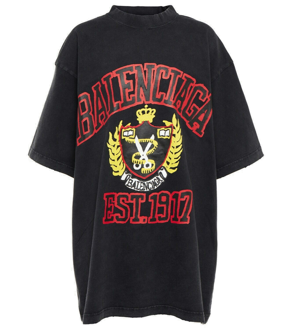 人気★関税込【BALENCIAGA】College Logo Print T-Shirt Balenciaga College Medium Fit T-Shirt Black/Red/White Men's