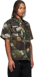 AAPE by A Bathing Ape Khaki 'AAPEUNVS' Moonface Logo Cargo Shirt