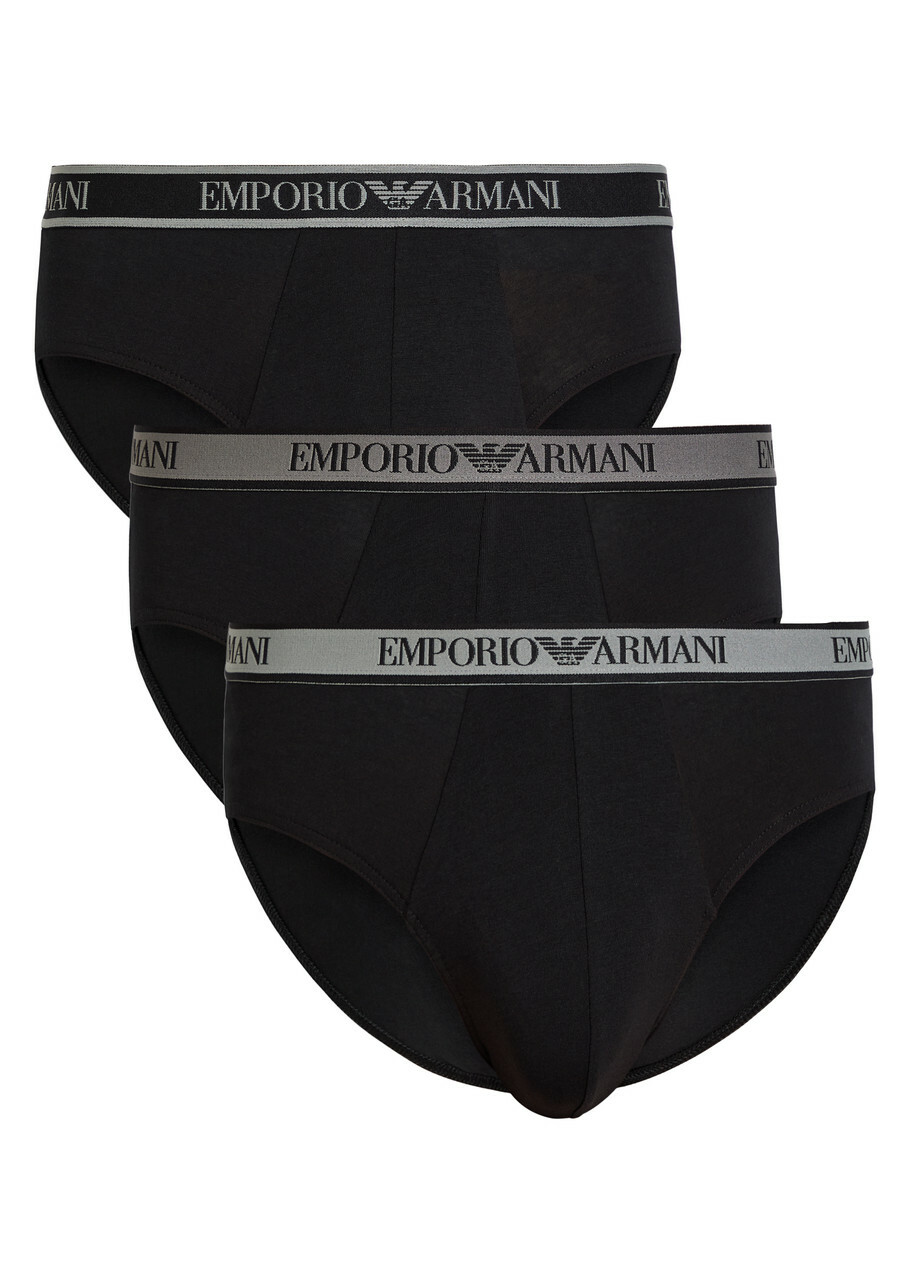 Emporio Armani Logo Stretch-cotton Briefs set of Three Multicoloured