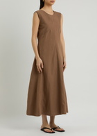 Skall Studio Antonia Linen-blend Midi Dress Brown