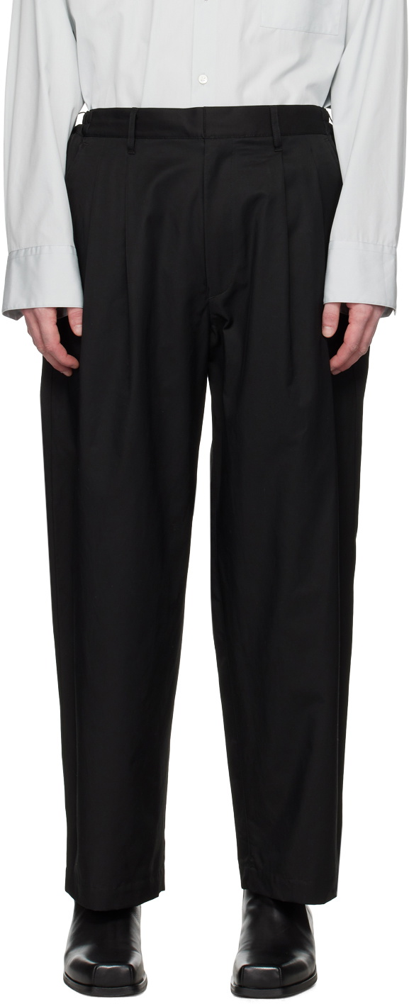 stein Black Wide Easy Two Tuck Trousers