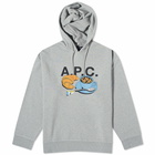 END. x A.P.C. Men's 'Coffee Club' Pierre Hoodie in Heathered Grey