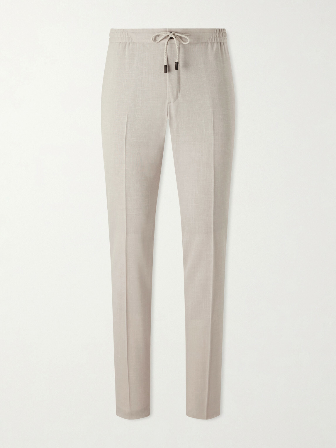 Slowear - Straight-Leg Pleated Virgin Wool, Silk and Linen-Blend Trousers - Neutrals