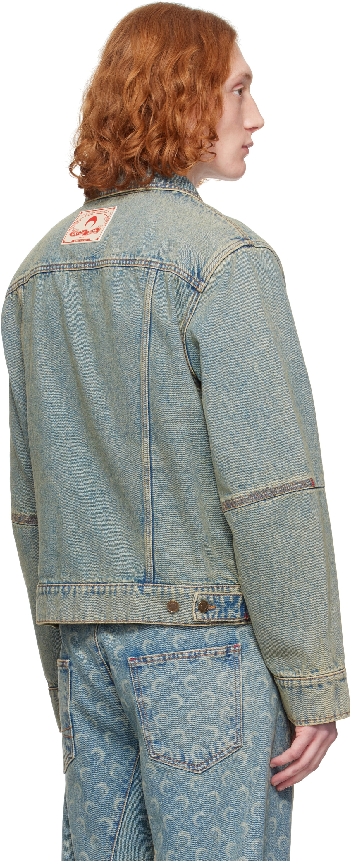 Marine Serre Blue Moon Laser Denim Trucker Jacket
