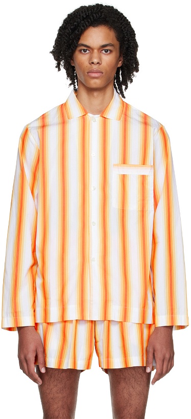 Photo: Tekla Orange Stripe Long Sleeve Pyjama Shirt