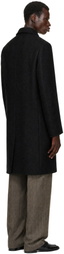 Dries Van Noten Black Single-Breasted Wool Coat