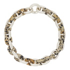 Bottega Veneta Silver and Off-White Dalmatian Stone Bracelet