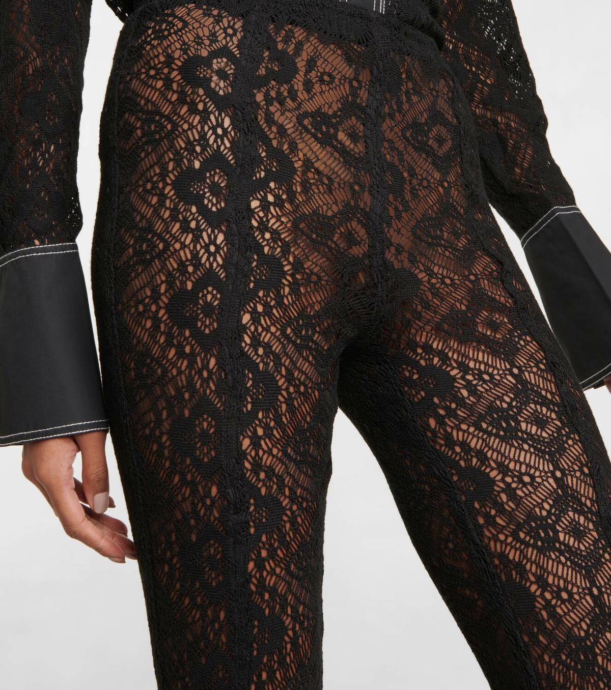 Ganni High-rise lace flared pants