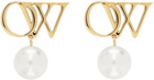 Off-White Gold 'OW' Pearl Earrings