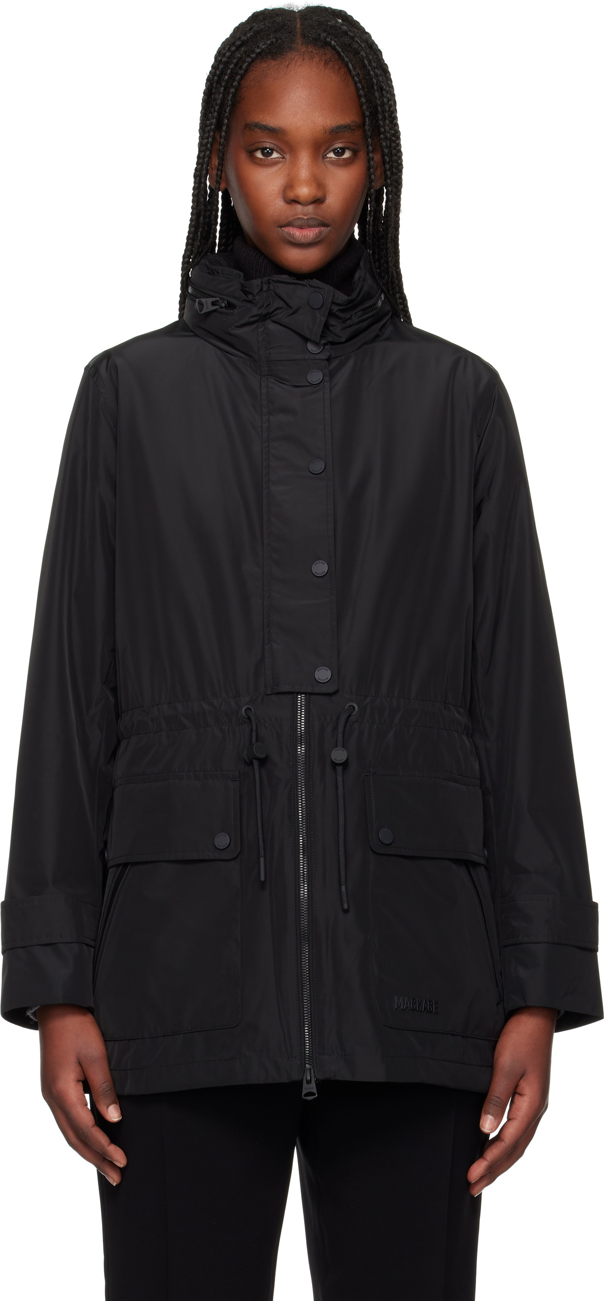 【関税込み】MACKAGE ブラック Solana ジャケット Solana, double-face wool balloon sleeved short jacket