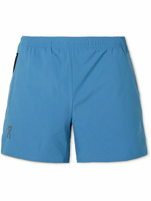 Photo: ON - Essential Straight-Leg Logo-Print Recycled-Shell Shorts - Blue