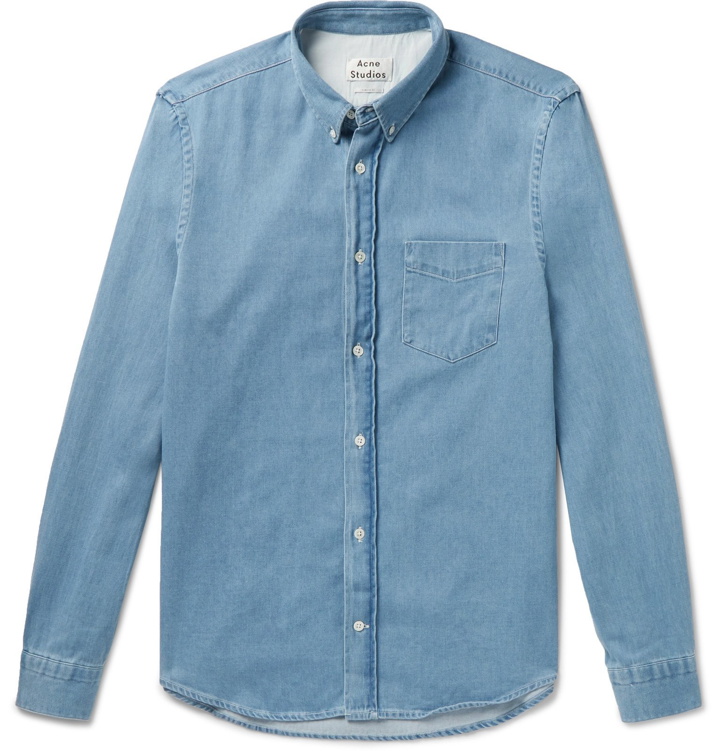 Photo: Acne Studios - Isherwood Button-Down Collar Cotton-Chambray Shirt - Blue