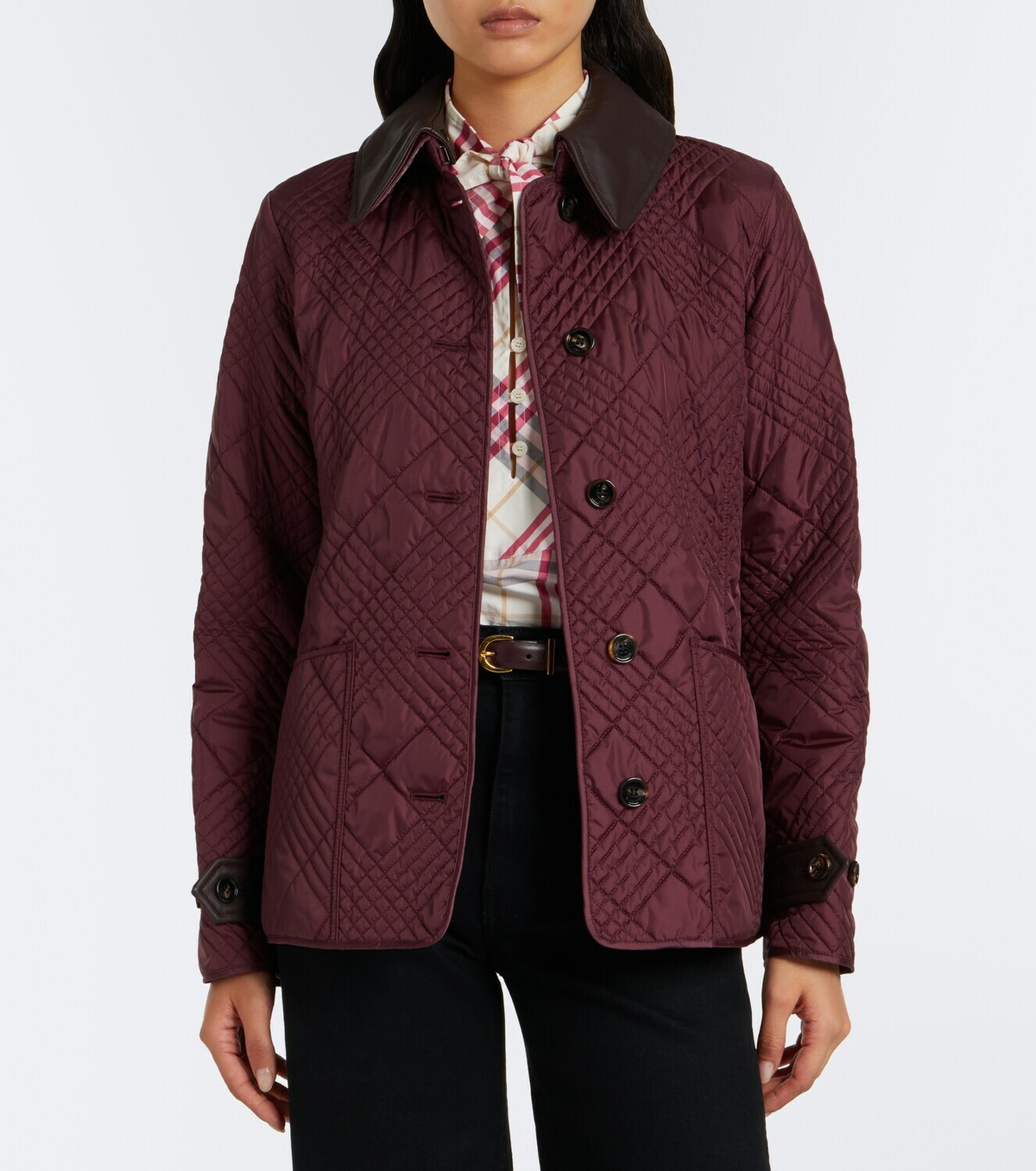 Burberry Fernleigh leather-trimmed quilted jacket