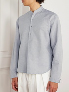 Stòffa - Grandad-Collar Linen and Cotton-Blend Half-Placket Shirt - Gray