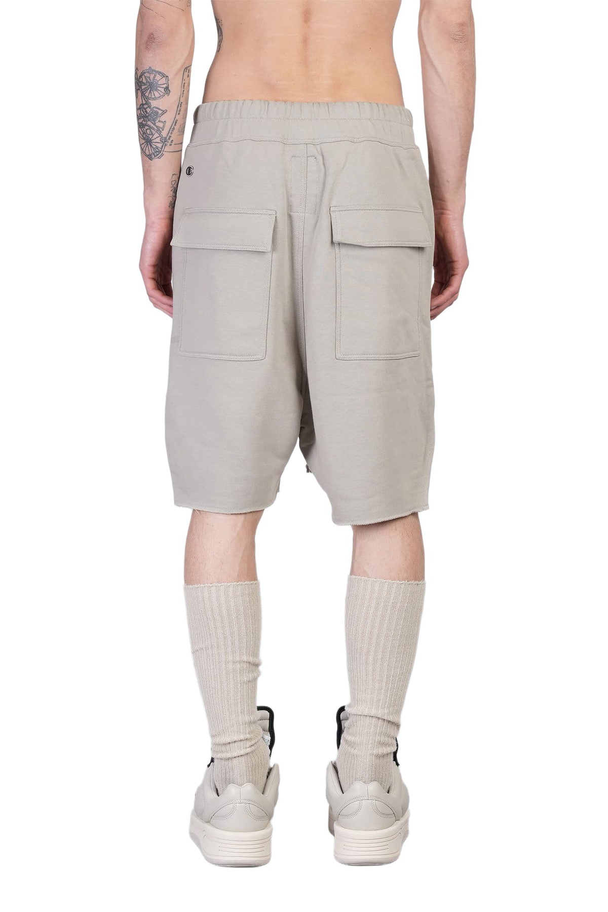 Rick Owens × Champion / BEVELED PODS Black Champion Edition Beveled Pods Shorts by Rick Owens on Sale