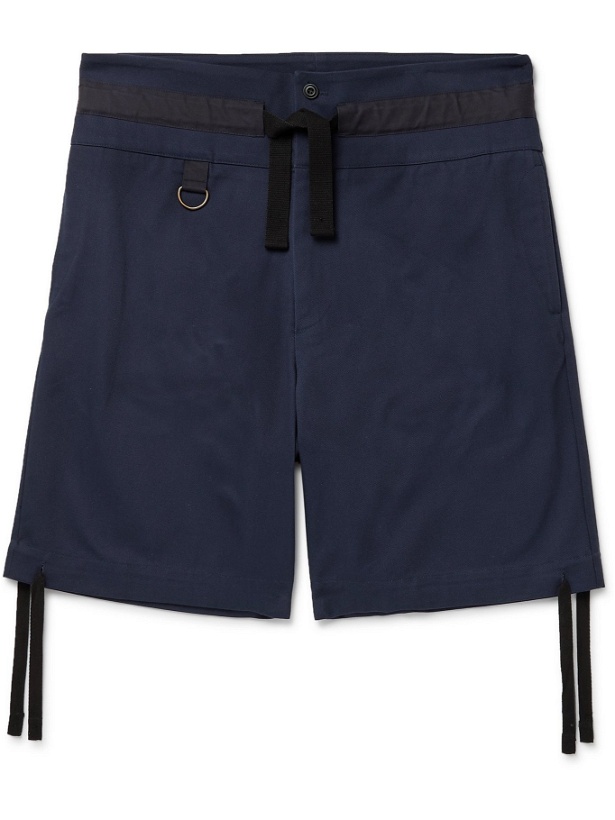 Photo: NICHOLAS DALEY - Wide-Leg Waxed Cotton-Blend Drawstring Shorts - Blue - UK/US 28