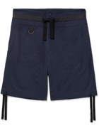 NICHOLAS DALEY - Wide-Leg Waxed Cotton-Blend Drawstring Shorts - Blue - UK/US 28