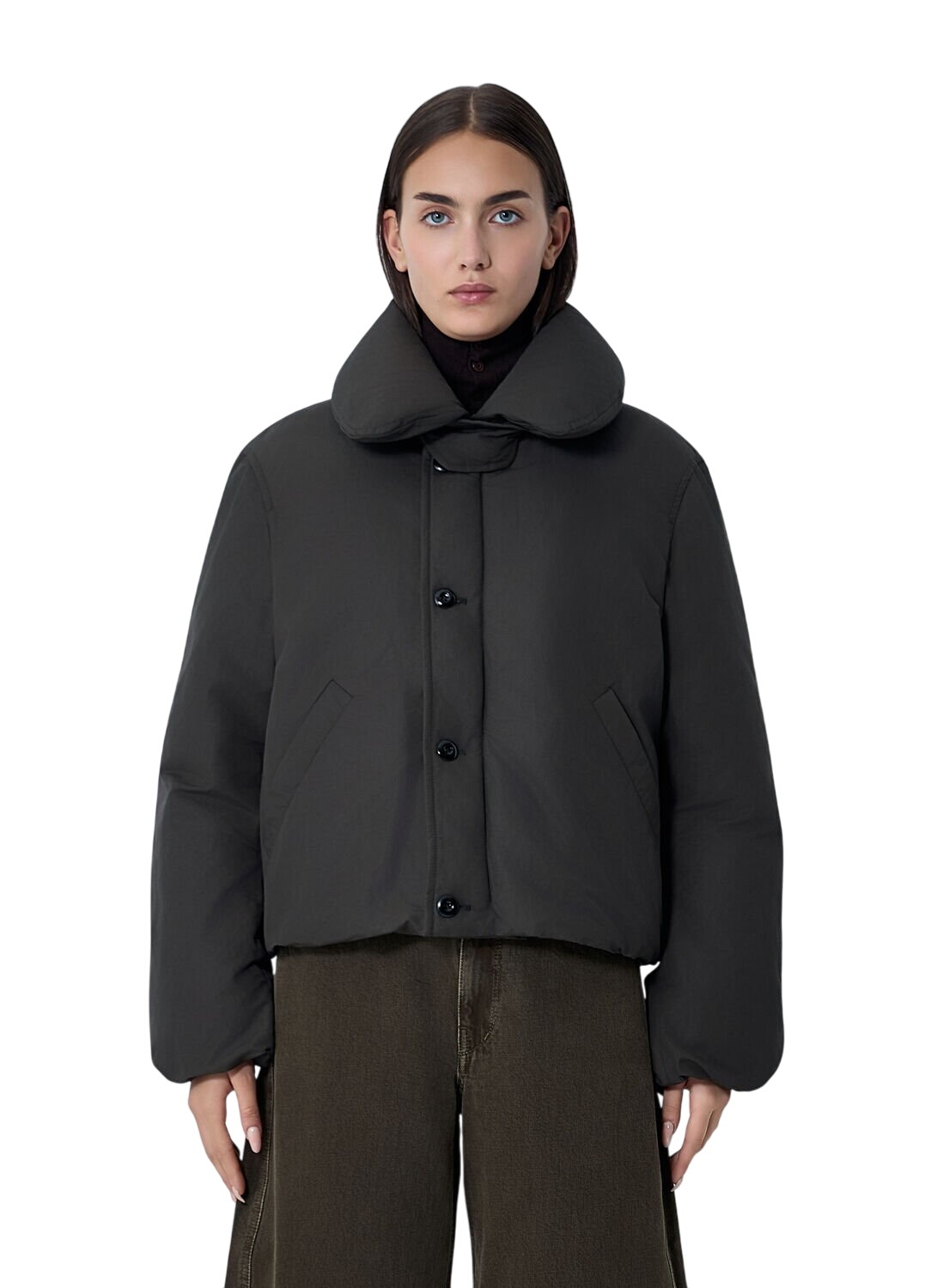LEMAIRE Black Crombie Coat Lemaire