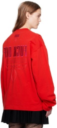 VTMNTS Red Embroidered Long Sleeve T-Shirt