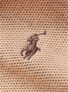 POLO RALPH LAUREN - Logo-Embroidered Waffle-Knit Pima Cotton Half-Zip Sweater - Brown