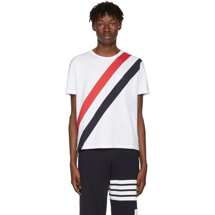 Photo: Thom Browne White Stripes Pocket T-Shirt