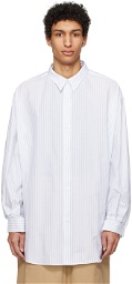 Hed Mayner White & Blue Stripes Shirt