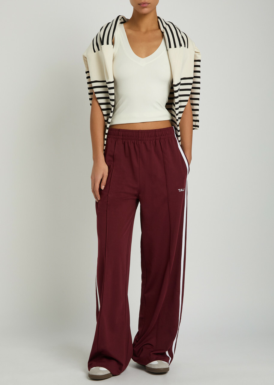 Tala Striped Straight-leg Jersey Sweatpants Dark Red