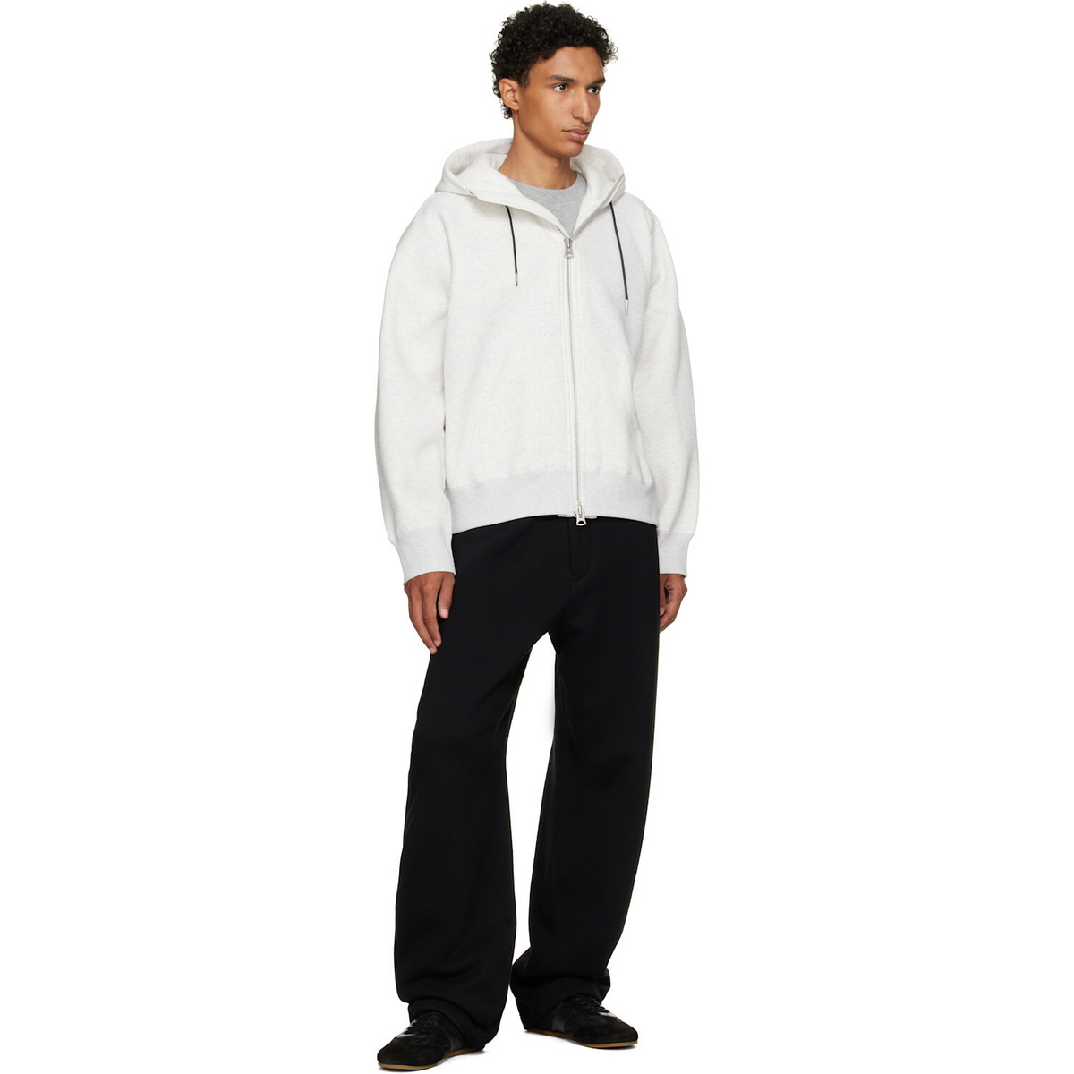sacai Off-White Cotton Jersey Hoodie