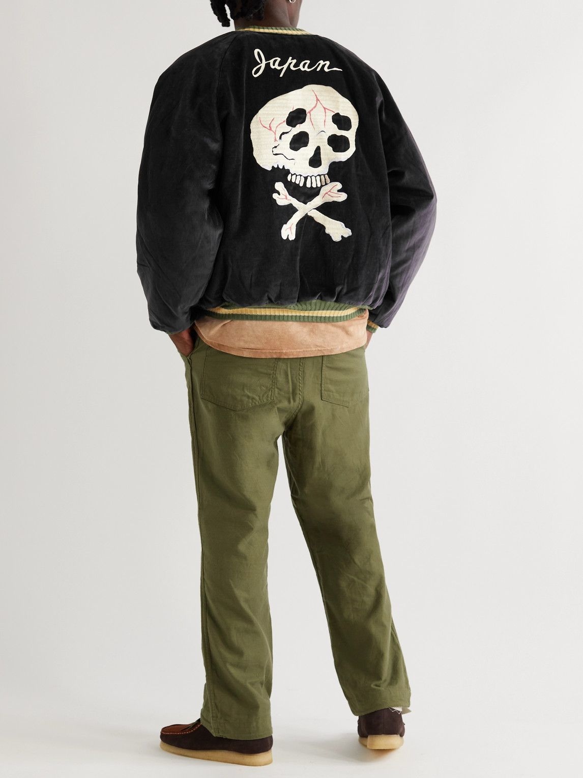 KAPITAL - Embroidered Cotton-Velvet Bomber Jacket - Black KAPITAL