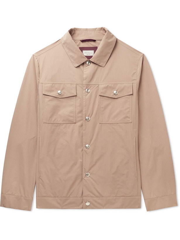 Photo: Brunello Cucinelli - Striped Shell Overshirt - Neutrals