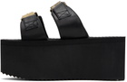 Moschino Black Lettering Logo Wedge Sandals