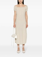 Elena Velez Cloud Beige Off-The-Shoulder Midi Dress