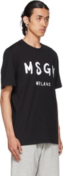 MSGM Black Paint Brushed Logo T-Shirt