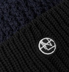nanamica - Logo-Appliquéd Colour-Block Knitted Beanie - Black